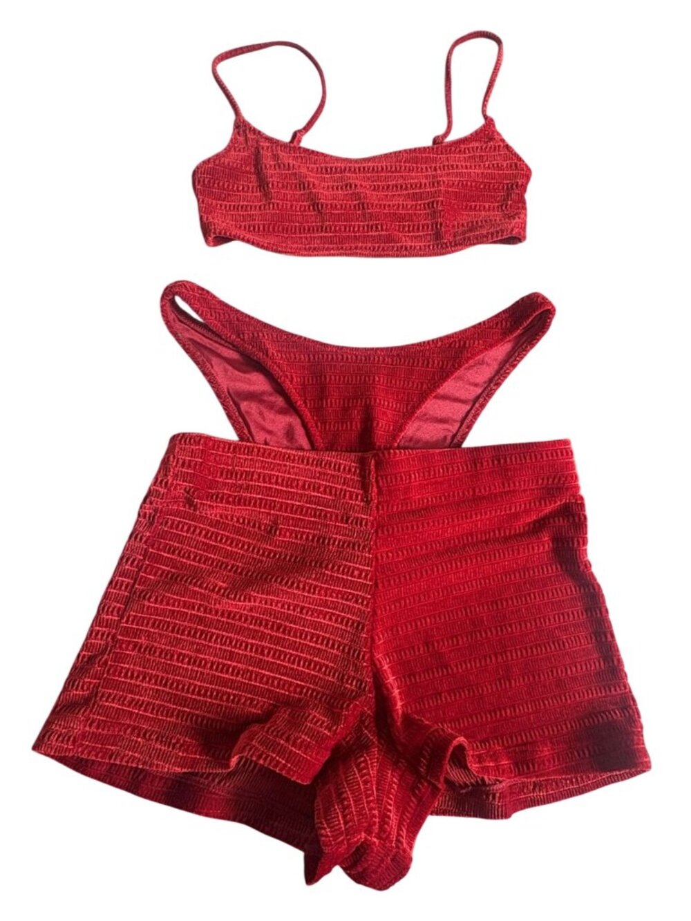 Triangl Swimwear Mica Bikini Set in Roni Burgundy Velvet Maroon